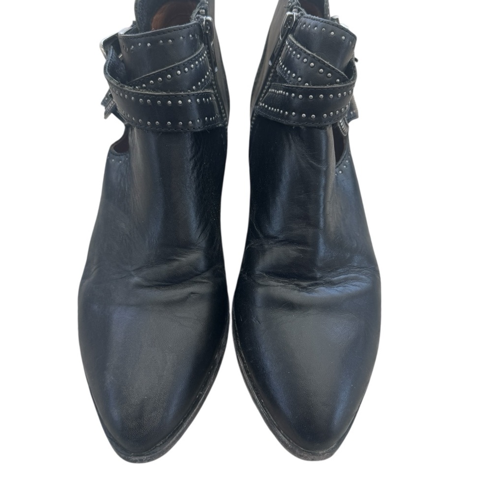 Black Ankle Boots with Studded Detailing and Pointed Toe